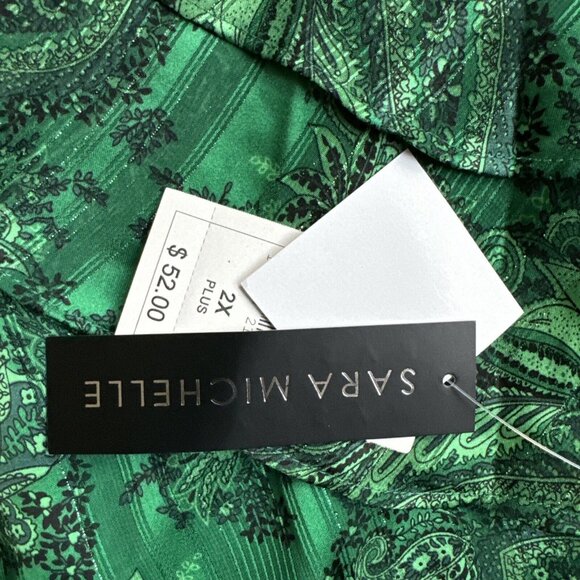 Sara‎ Michelle Bell Sleeve Green Blouse Popover Elastic Hem 2X Fairy Whimsigoth - Picture 4 of 9